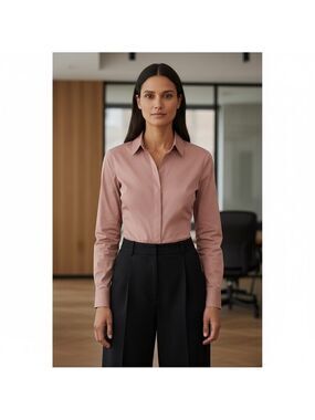 Theory Pink Long Sleeve Button-Up Shirt Office Wear size M